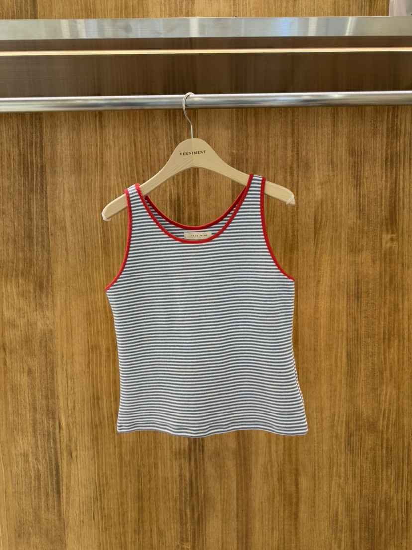 VERNIMENT韓國東大門直郵女士新品職業休閑吊帶背心撞色條紋VERNIMENT吊帶/背心
