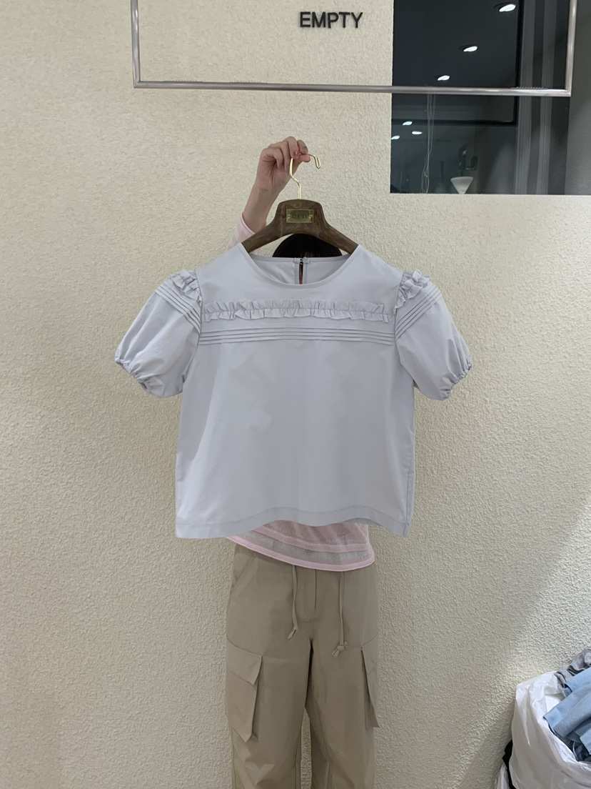 EMPTY韓國直郵女士新款26夏季人氣休閑職業時尚襯衫蕾絲衫EMPTY襯衫/蕾絲衫