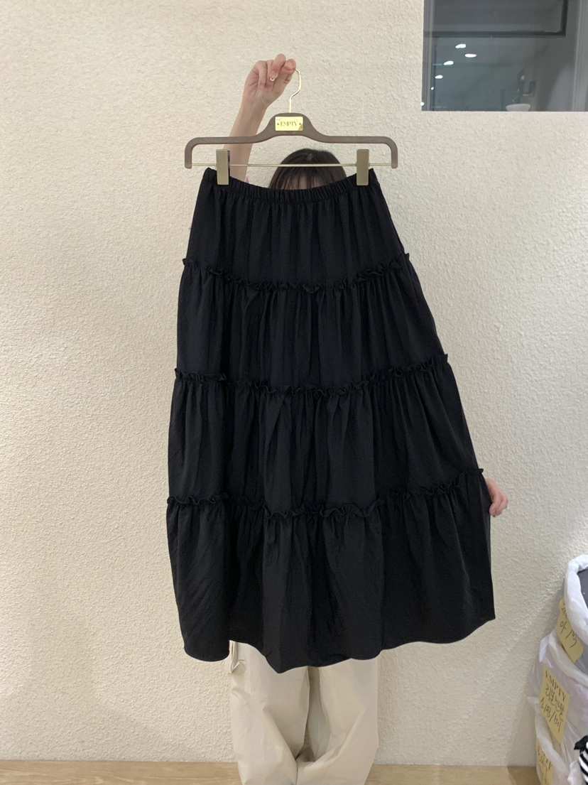 EMPTY韓國代購女裝新品26夏季休閑熱賣26春夏時尚長裙荷葉邊EMPTY長裙
