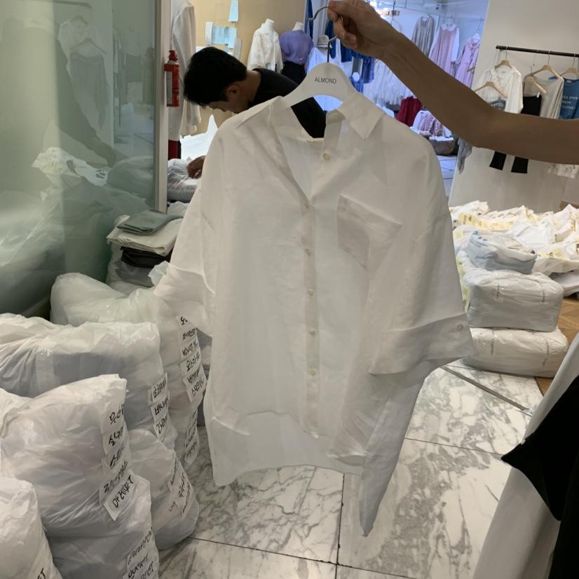 ALMOND韓國直郵女士新品休閑26夏季職業時尚熱賣襯衫蕾絲衫ALMOND襯衫/蕾絲衫