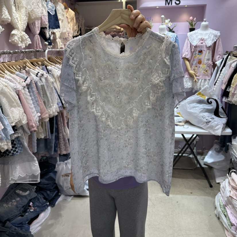 MS韓國直郵女裝新品休閑26春夏時尚熱賣26夏季襯衫蕾絲衫MS襯衫/蕾絲衫