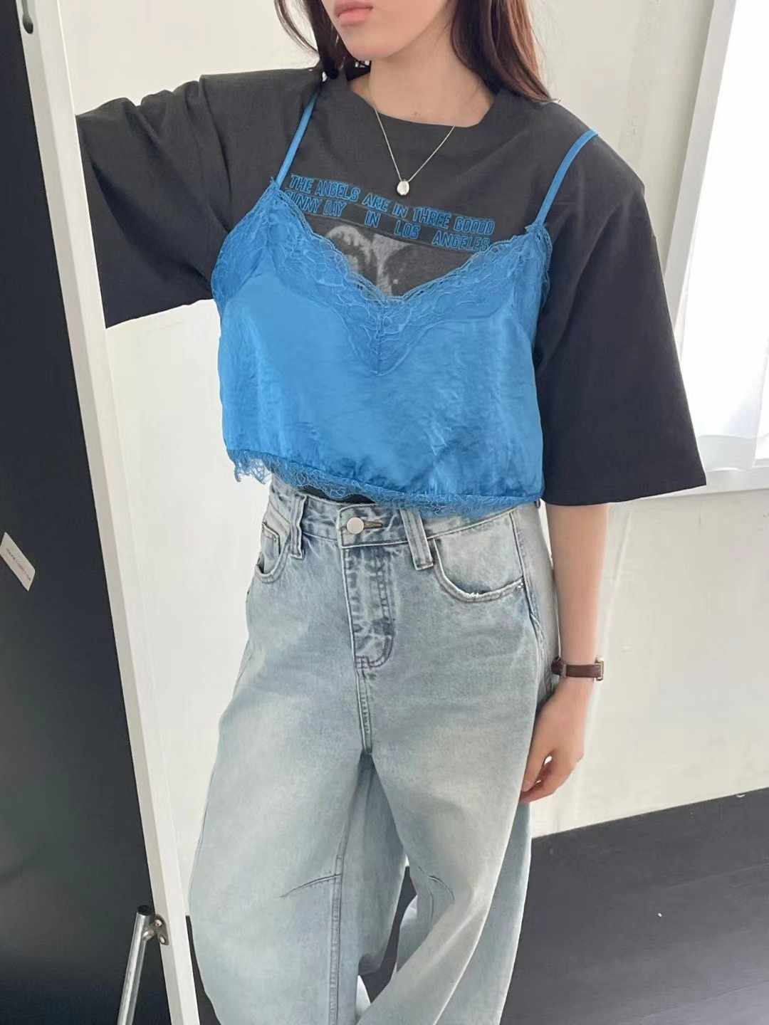 GGAEBI韓國東大門代購女裝新品26春夏吊帶背心不含內搭緞面GGAEBI吊帶/背心