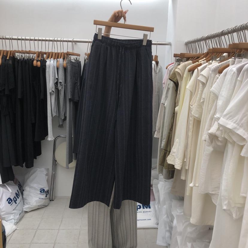 DRESS ROOM韓國直郵女裝新品職業推薦熱賣休閑褲亞麻條紋DRESS ROOM休閑褲
