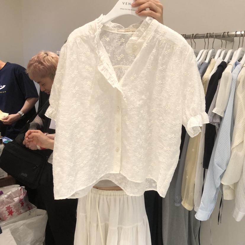 VENIR-a韓國直郵女士新品26春夏26夏季時尚休閑襯衫蕾絲衫VENIR-a襯衫/蕾絲衫