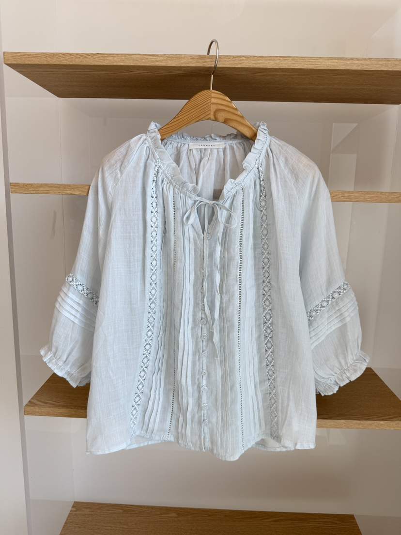 LAUNDRY韓國代購女士新品熱賣時尚人氣襯衫蕾絲衫蕾絲褶裥LAUNDRY襯衫/蕾絲衫