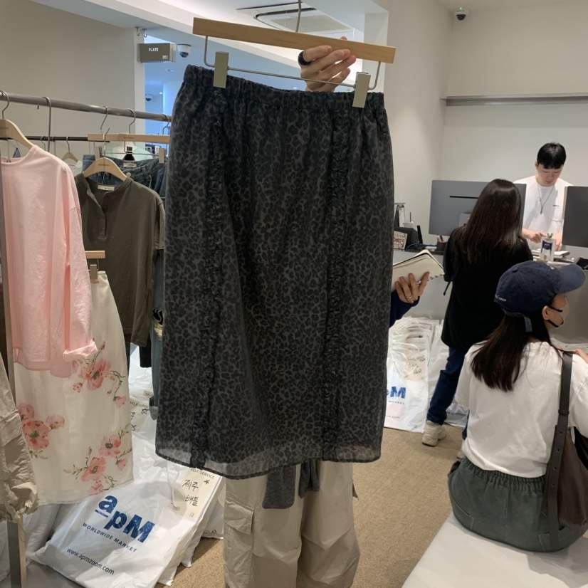SELF SERVICE韓國東大門直郵女士新品26夏季半身裙中短裙豹紋SELF SERVICE半身裙/中短裙