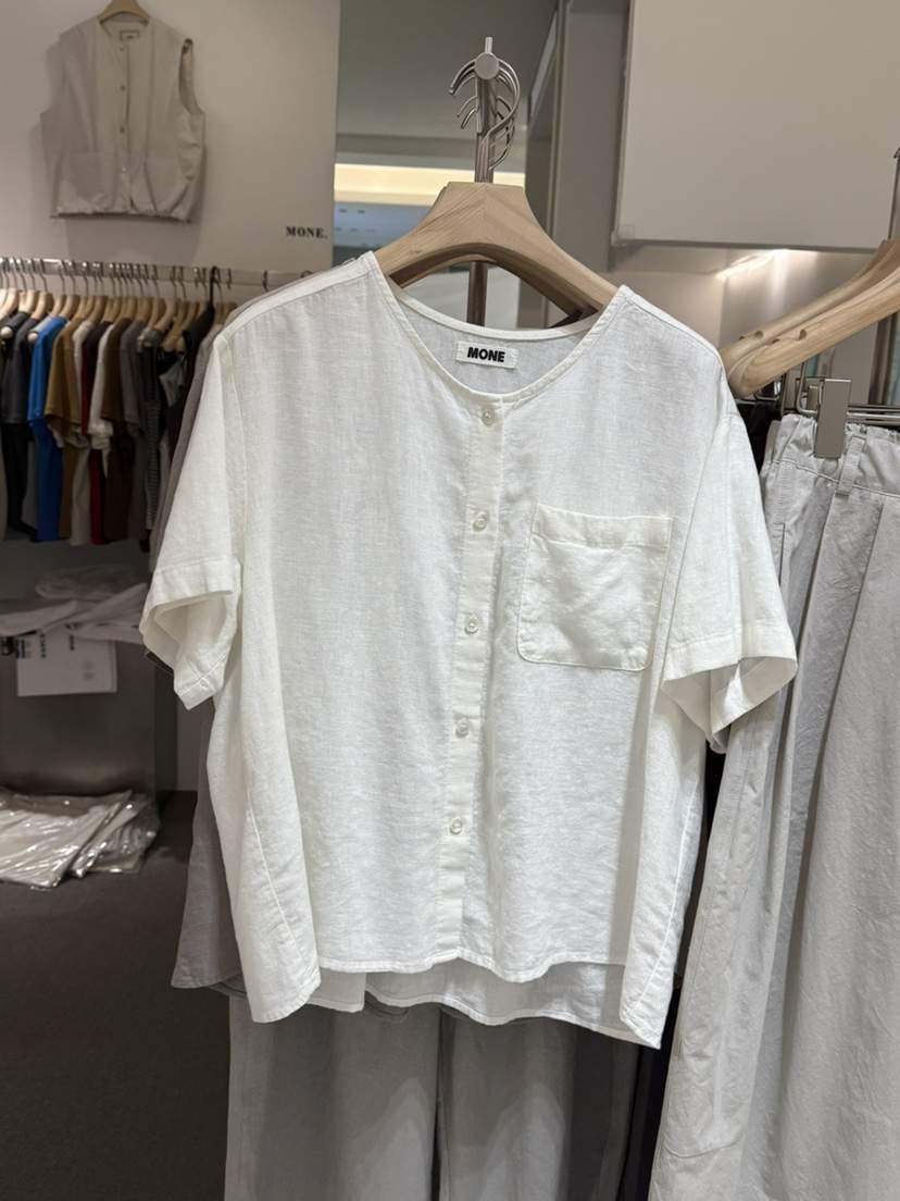 MONE-A韓國直郵女裝新品熱賣休閑職業26春夏襯衫蕾絲衫亞麻MONE-A襯衫/蕾絲衫