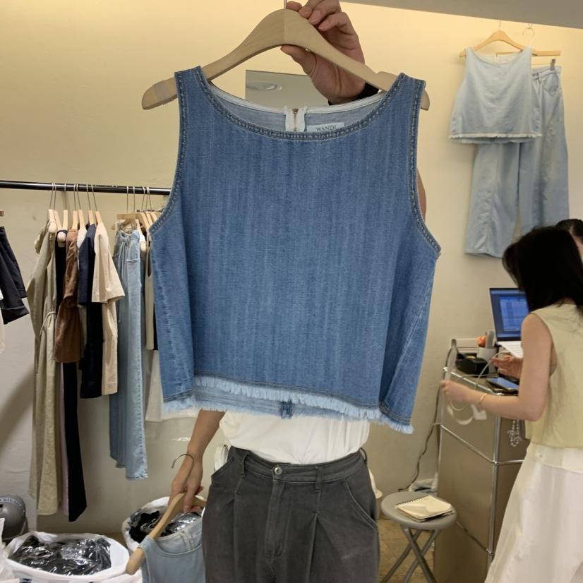 W AND J韓國代購女士新品26春夏人氣職業推薦休閑吊帶背心W AND J吊帶/背心