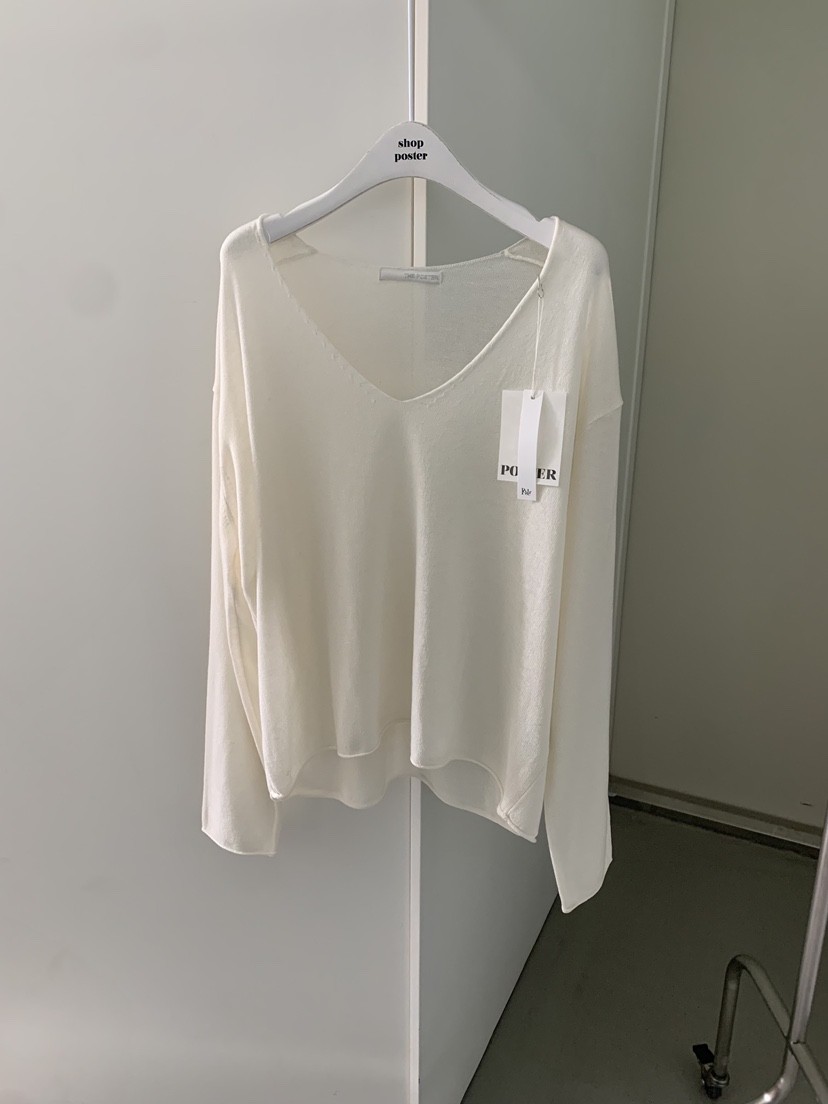 SHOP POSTER東大門實拍韓國女士新品休閑針織衫V領深V亞麻SHOP_POSTER針織衫