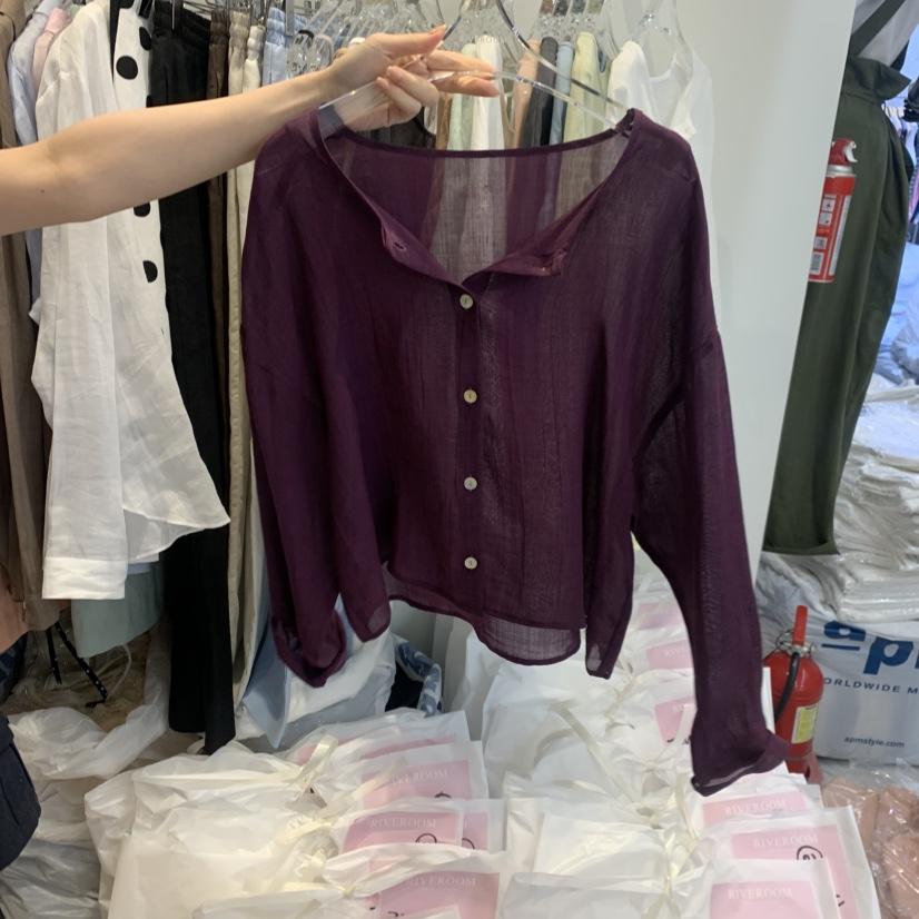 RIVEROOM韓國代購女士新品熱賣推薦人氣襯衫蕾絲衫亞麻布RIVEROOM襯衫/蕾絲衫