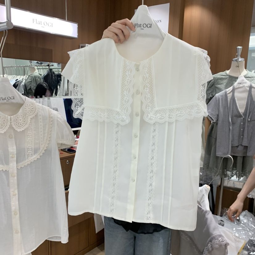 OGI韓國東大門代購女士新品休閑職業時尚推薦熱賣襯衫蕾絲衫FLat OGI襯衫/蕾絲衫