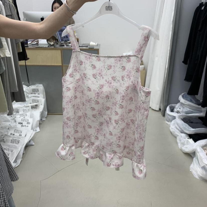 STAINLESS韓國代購女士新款26春夏時尚26夏季吊帶背心花朵STAINLESS吊帶/背心