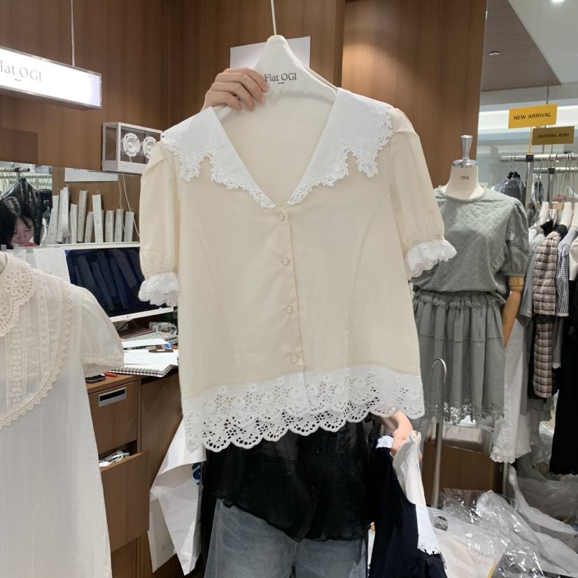 OGI韓國代購女士新品26春夏人氣時尚26夏季職業襯衫蕾絲衫FLat OGI襯衫/蕾絲衫