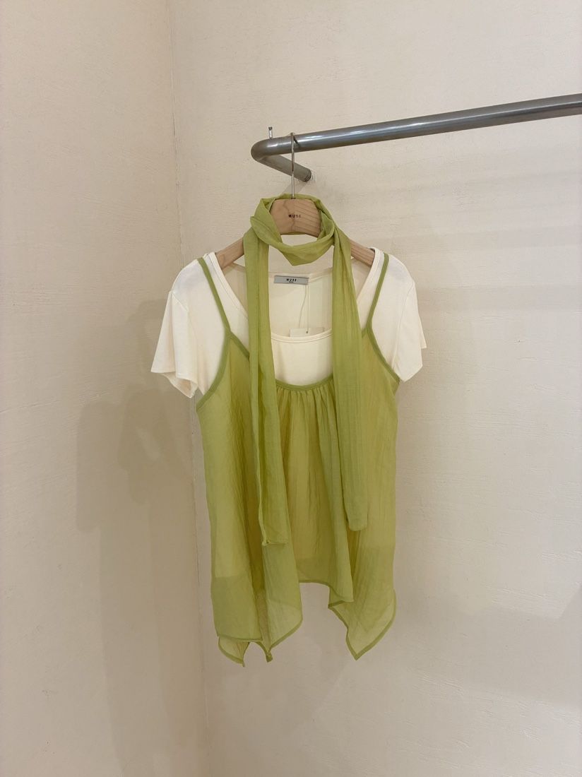 MUSE-P韓國直郵實拍女士新品26春夏時尚職業吊帶背心含圍巾MUSE-P吊帶/背心