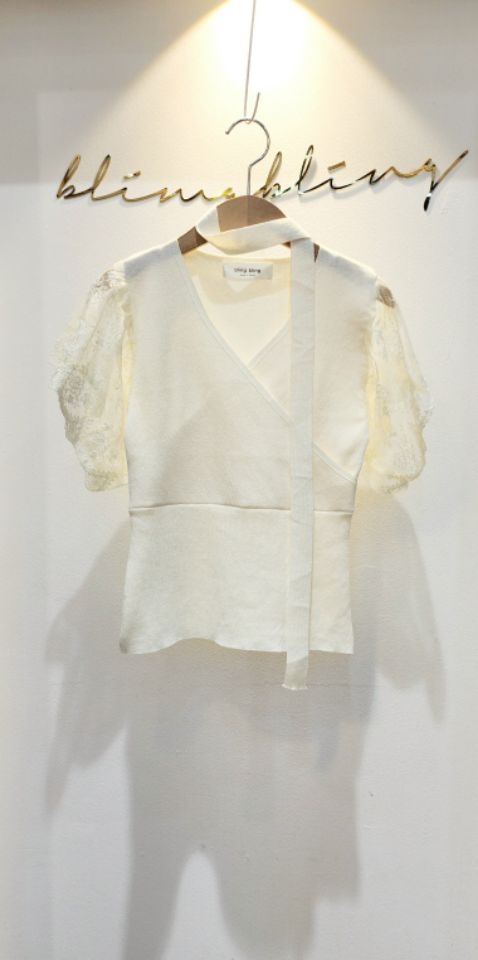 BLING BLING-S/RICO韓國東大門直郵女士新品推薦襯衫蕾絲衫含脖帶BLING BLING-S/RICO襯衫/蕾絲衫