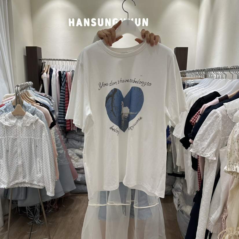 HANSUNGHYUN韓國直郵實拍女裝新品時尚26春夏推薦T恤棉質鵝HANSUNGHYUNT恤
