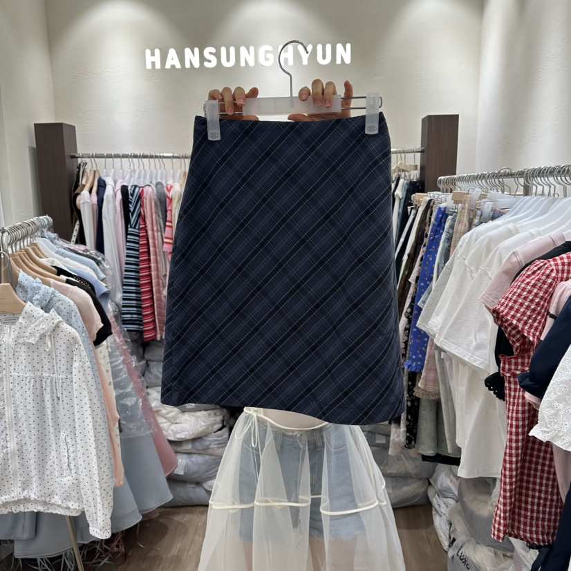 HANSUNGHYUN韓國東大門直郵女士新款職業半身裙中短裙格紋HANSUNGHYUN半身裙/中短裙