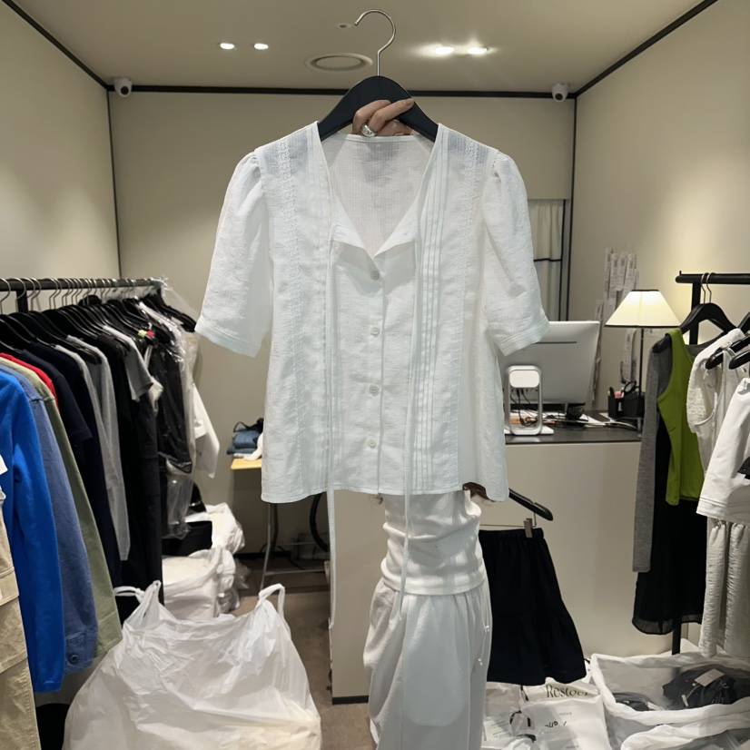 RE STOCK韓國東大門代購女士新品人氣熱賣休閑襯衫蕾絲衫RE STOCK襯衫/蕾絲衫