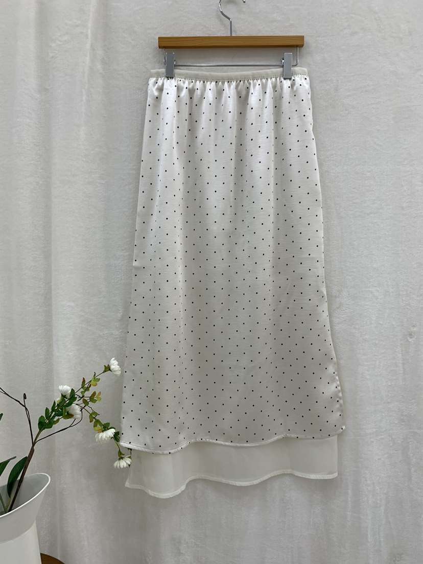 FABRIC韓國直郵女裝新品人氣熱賣休閑推薦26春夏長裙雪紡圓點FABRIC長裙