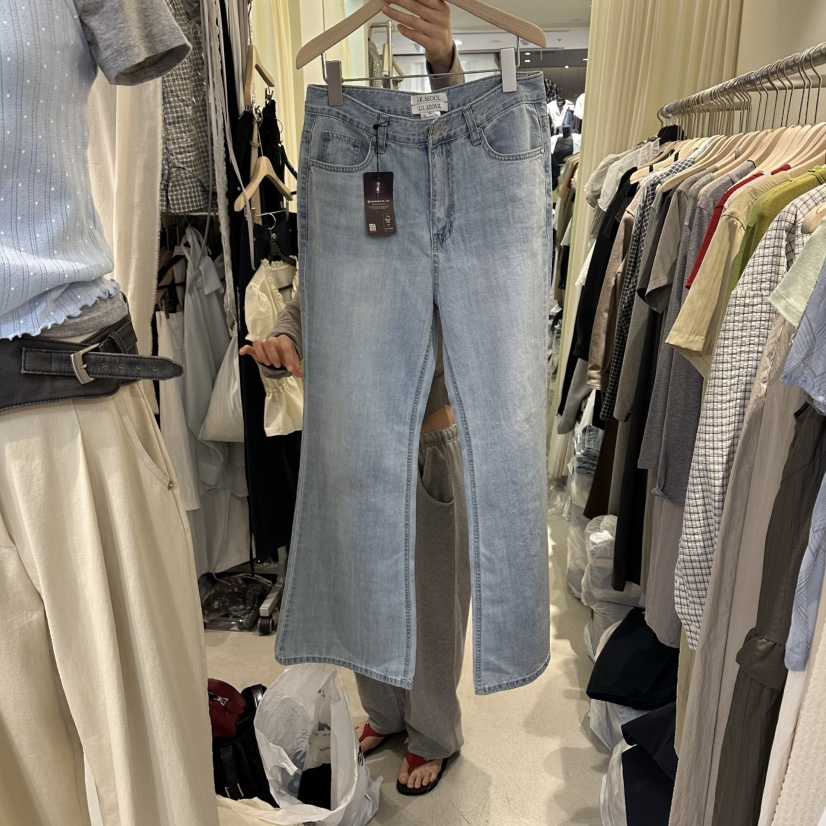 LIL韓國直郵女裝新品熱賣推薦26夏季26春夏職業牛仔褲喇叭褲LIL牛仔褲
