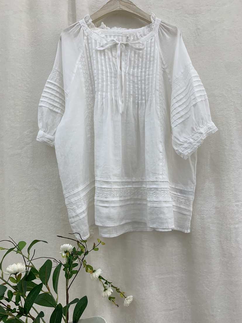 FABRIC韓國東大門直郵女裝新品26春夏人氣襯衫蕾絲衫亞麻布FABRIC襯衫/蕾絲衫
