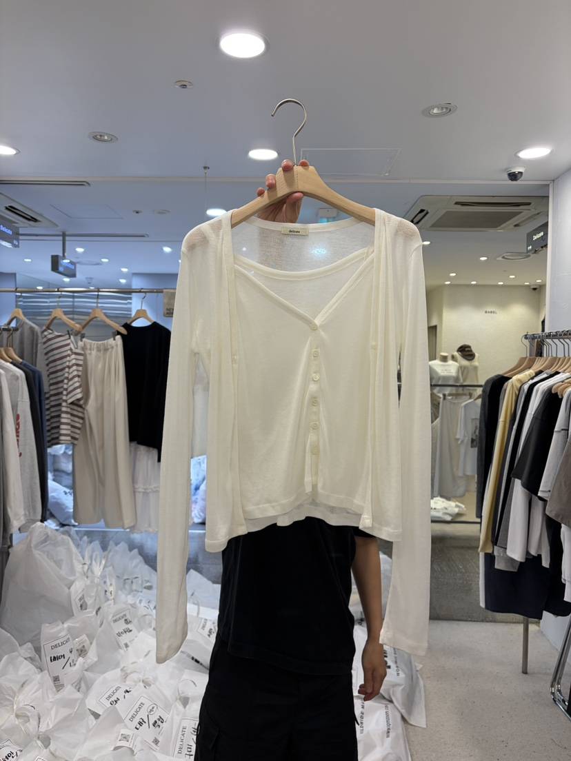DELICATE韓國代購女裝新款職業休閑26春夏針織衫雙層開衫DELICATE針織衫