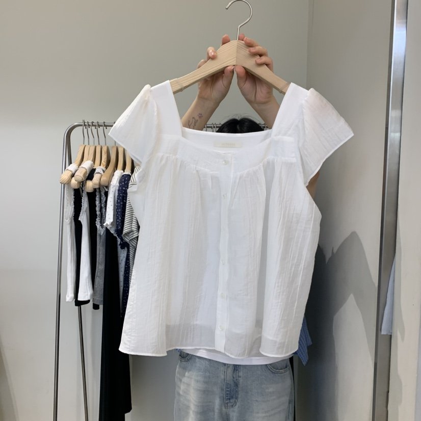 OUTRENE東大門實拍韓國女裝新款26春夏熱賣26夏季襯衫蕾絲衫OUTRENE襯衫/蕾絲衫