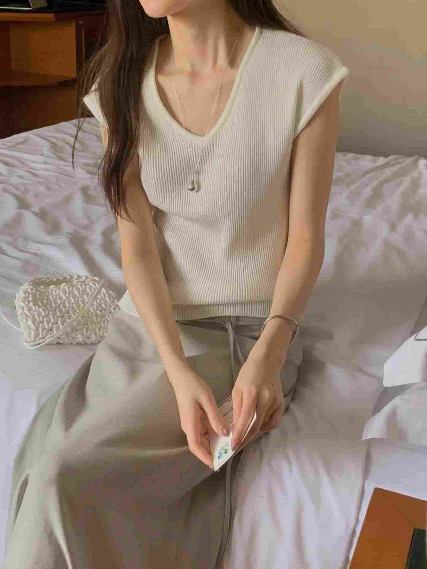 PROPER 프로퍼東大門實拍韓國女士新款休閑熱賣針織衫羅紋PROPER 프로퍼針織衫