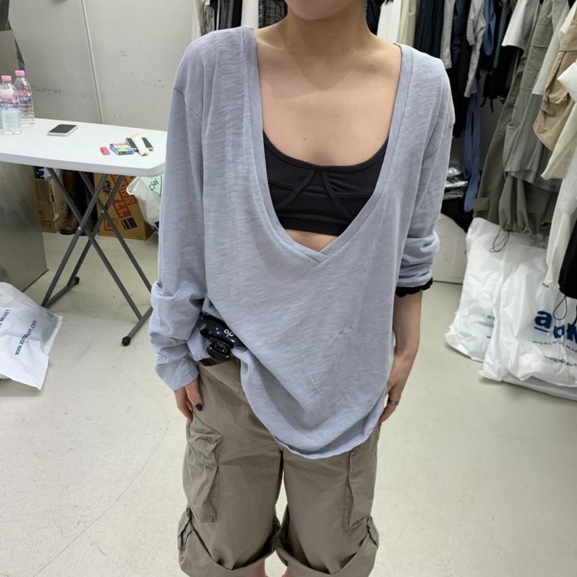 PADO韓國東大門代購女裝新款職業長袖T恤不含內搭寬松長款PADO長袖T恤