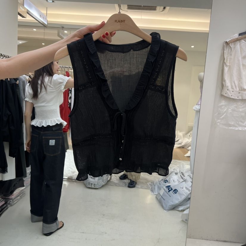 FLAUNT韓國東大門直郵女士新品時尚推薦休閑26春夏馬甲褶皺FLAUNT馬甲