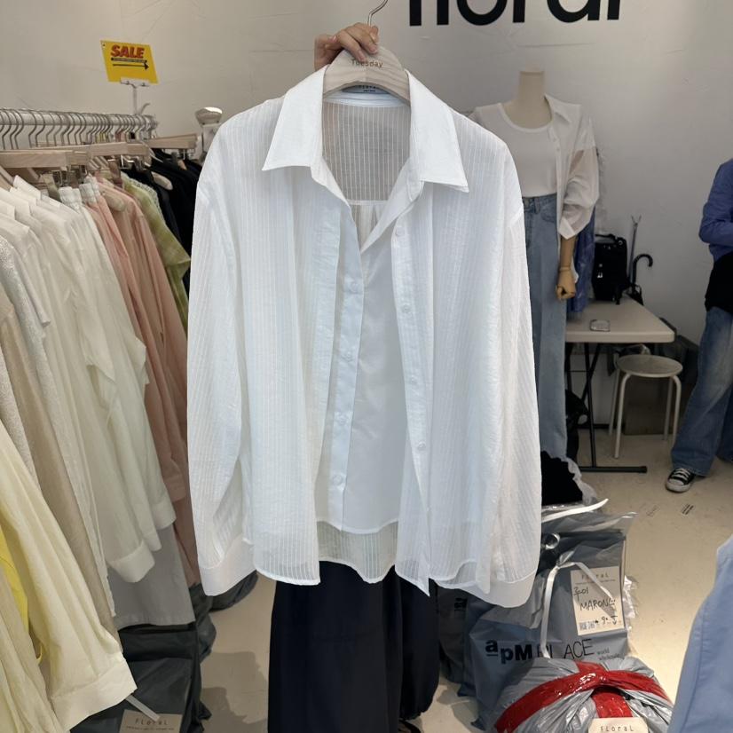 FLORAL韓國代購女士新品職業推薦休閑時尚襯衫蕾絲衫假兩件FLORAL襯衫/蕾絲衫