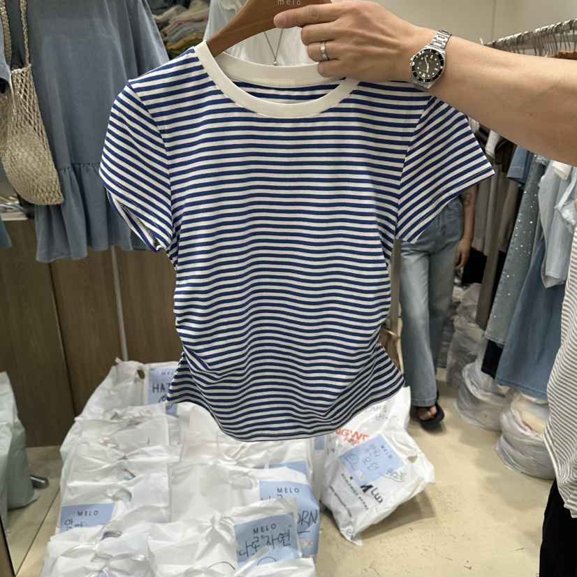 MELO韓國東大門代購女士新款推薦26春夏時尚休閑人氣T恤褶皺MELOT恤