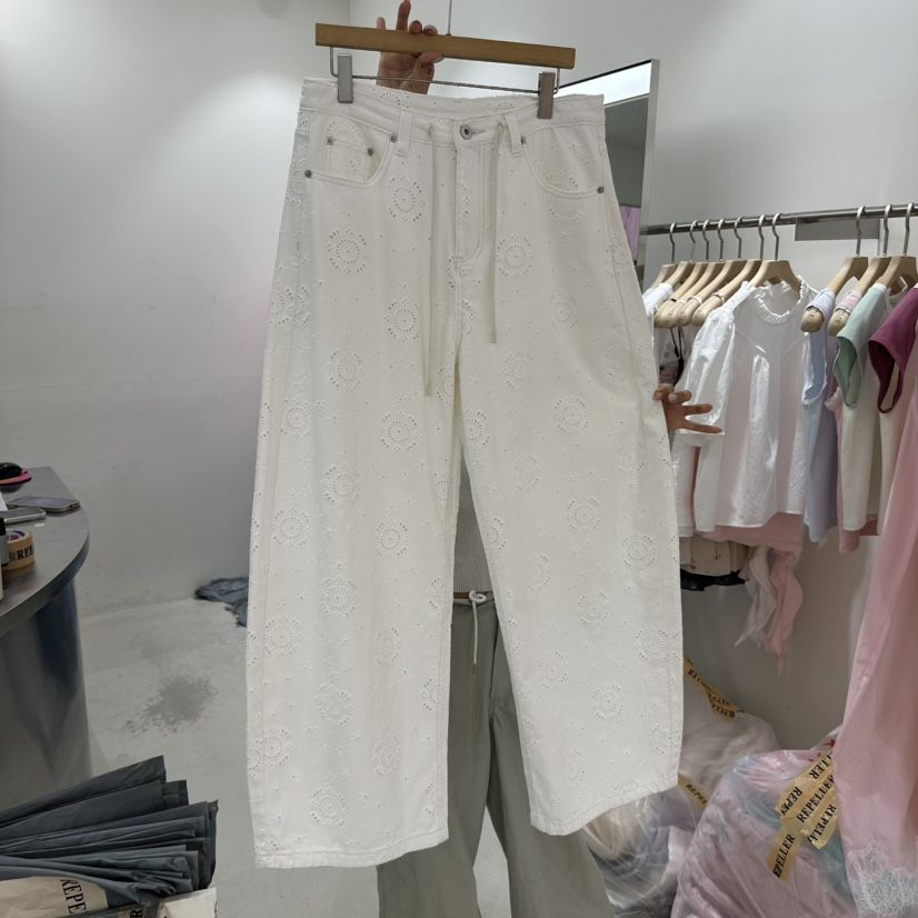 REPELLER韓國直郵女士新品職業人氣熱賣26夏季休閑褲蕾絲REPELLER休閑褲