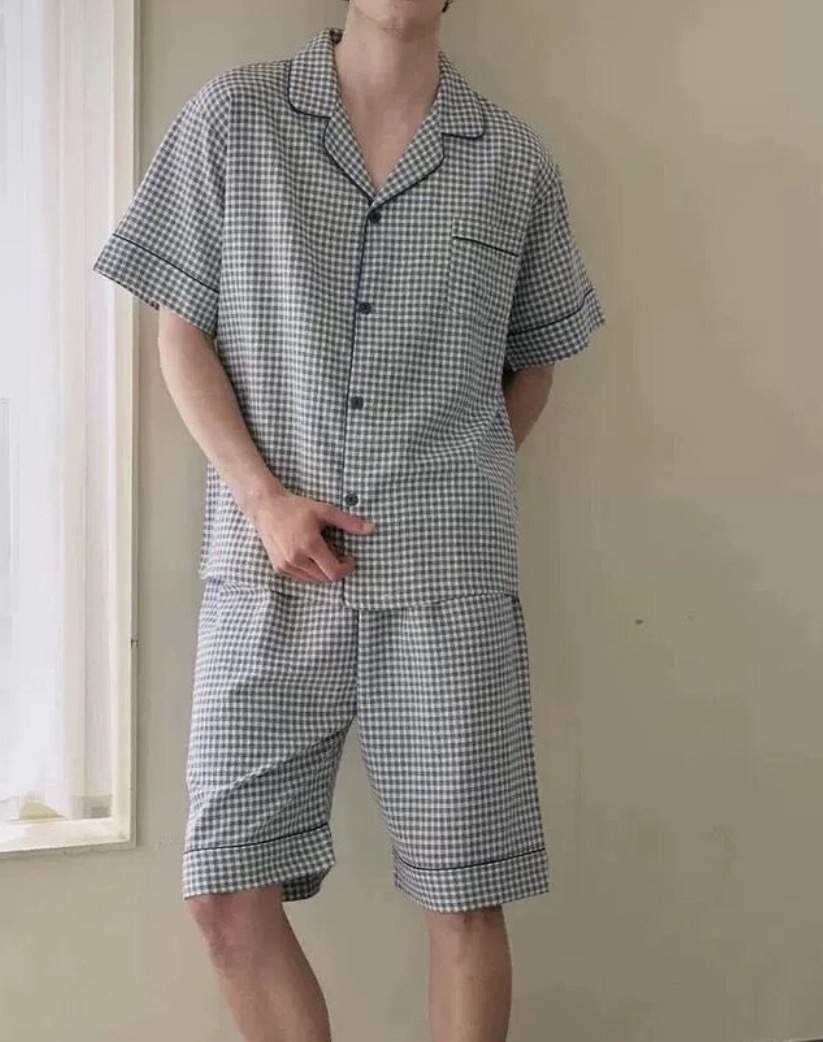 LUNALUZ-L韓國直郵實拍女裝新款26夏季休閑睡衣兩件套格子LUNALUZ睡衣
