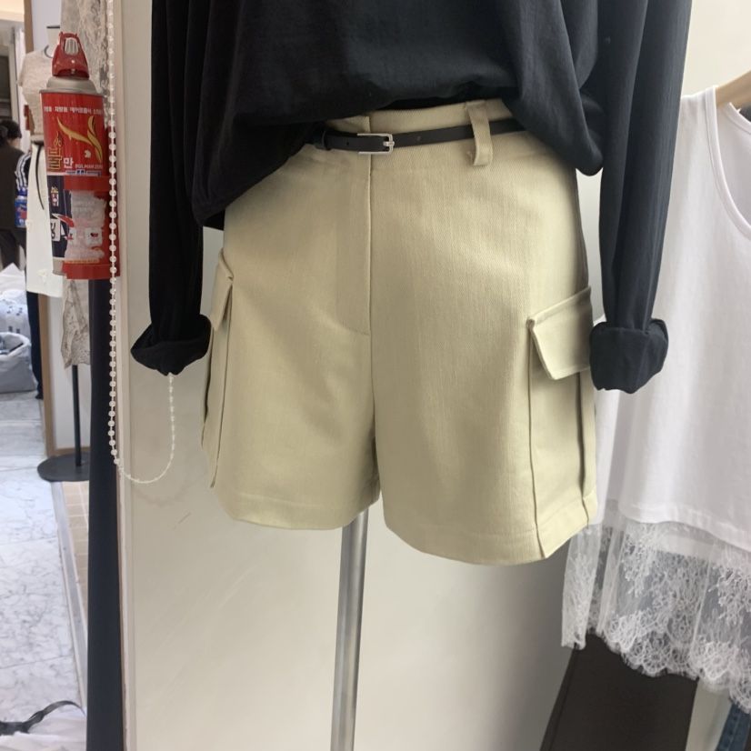 MURR韓國直郵女裝新款職業休閑推薦時尚短褲包含腰帶口袋MURR短褲