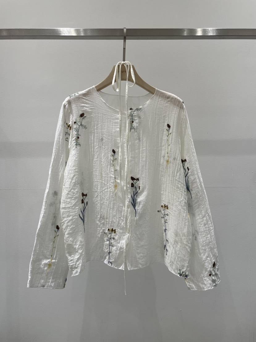 RE STYLE-Q韓國代購女士新品26春夏26夏季襯衫蕾絲衫刺繡RE STYLE襯衫/蕾絲衫