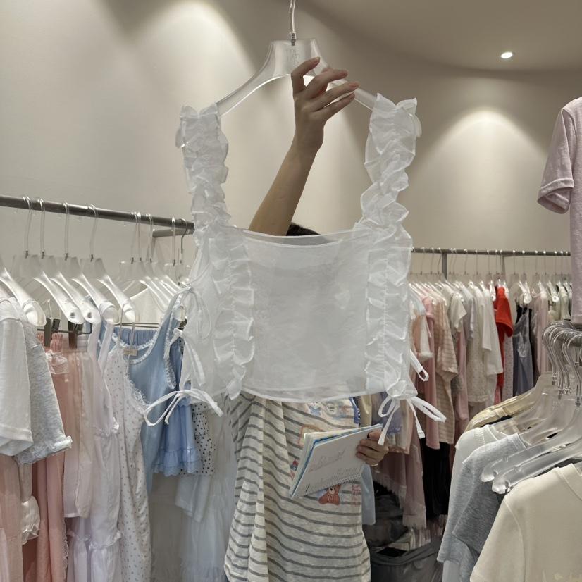 MIMME/LOOKK韓國東大門代購女裝新款熱賣吊帶背心不含內搭荷葉邊MIMME/LOOKK吊帶/背心