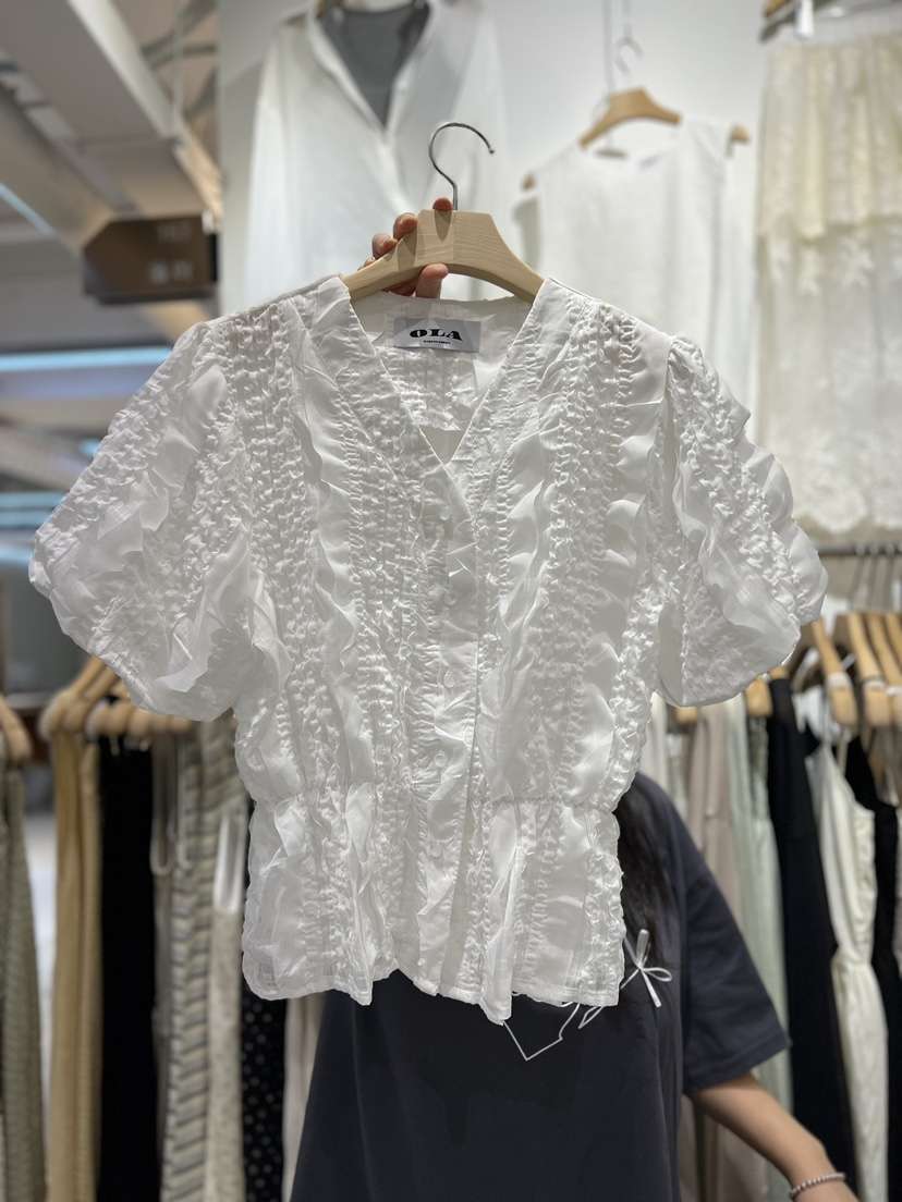 OLA東大門實拍韓國女裝新品26春夏熱賣時尚推薦襯衫蕾絲衫mellor/OLA襯衫/蕾絲衫