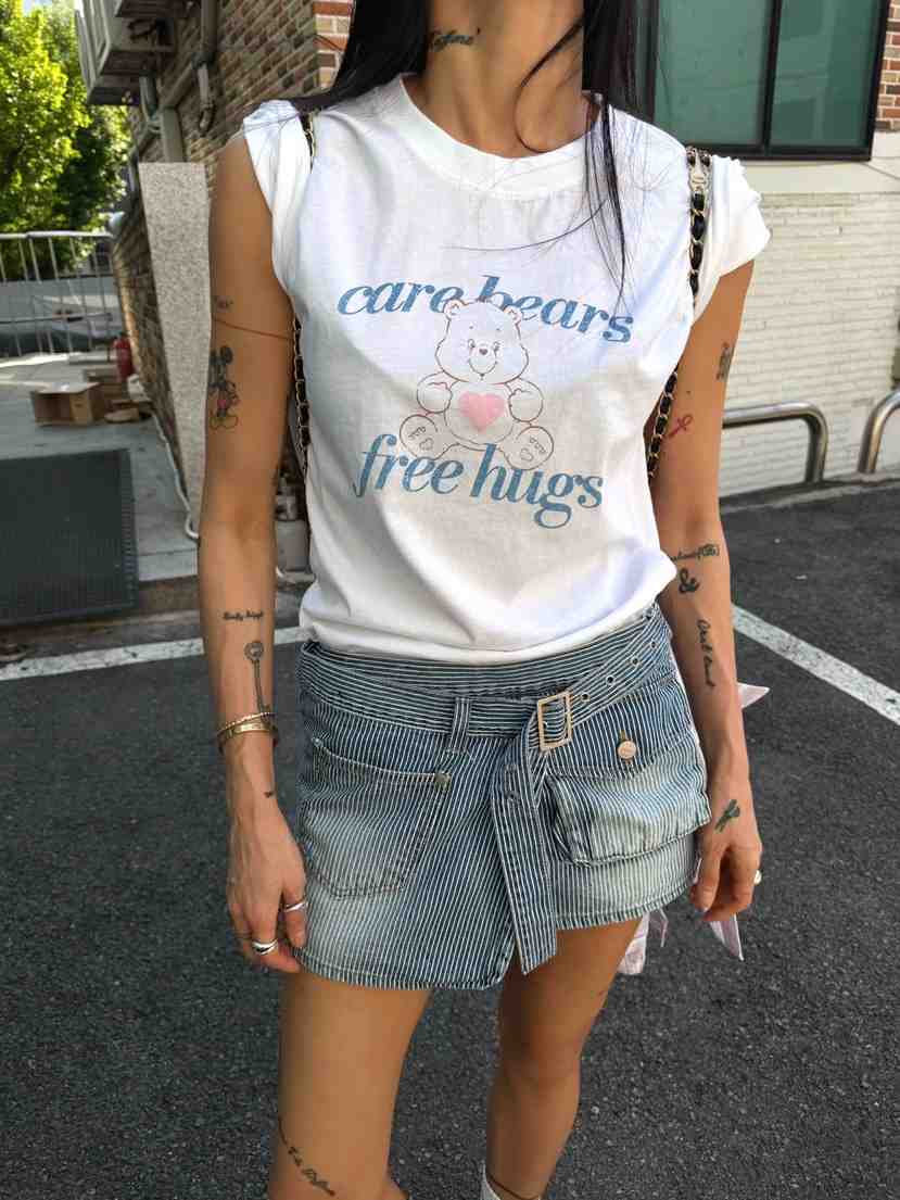 ABBEYLEE韓國東大門代購女裝新款休閑26春夏T恤泰迪熊復古ABBEYLEET恤