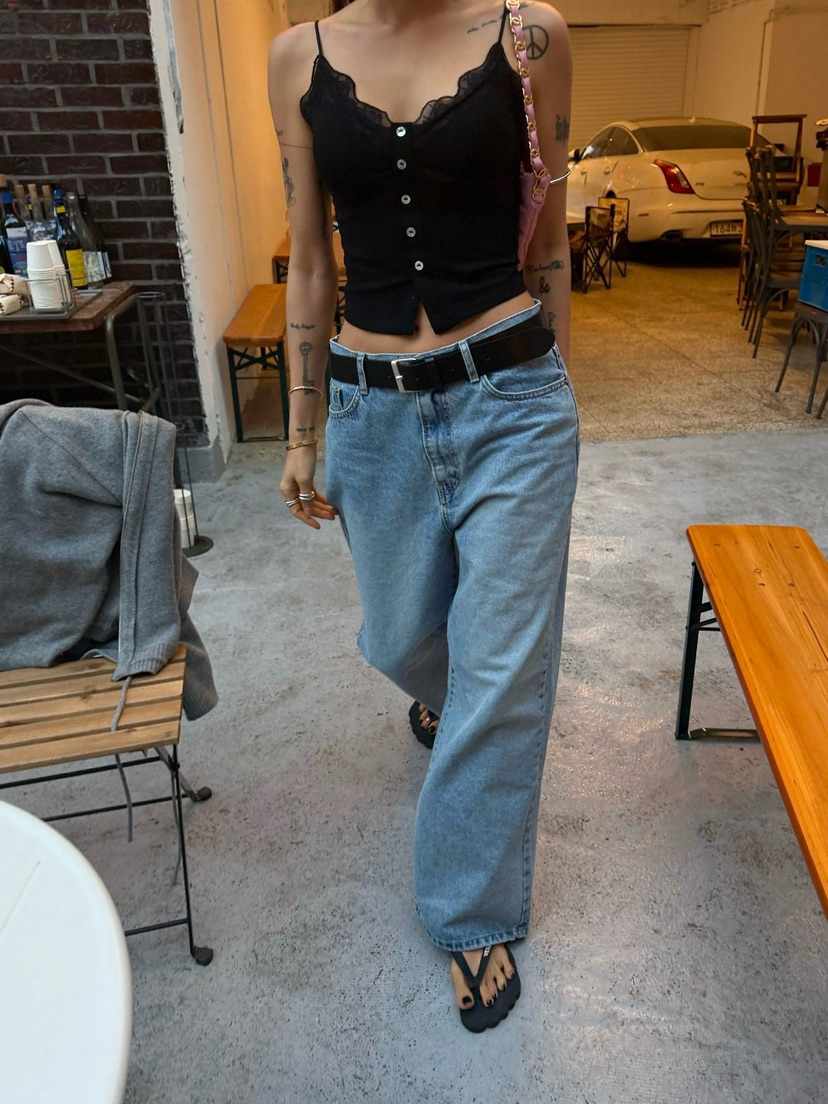 ABBEYLEE韓國直郵實拍女士新品26春夏牛仔褲不含腰帶寬松ABBEYLEE牛仔褲