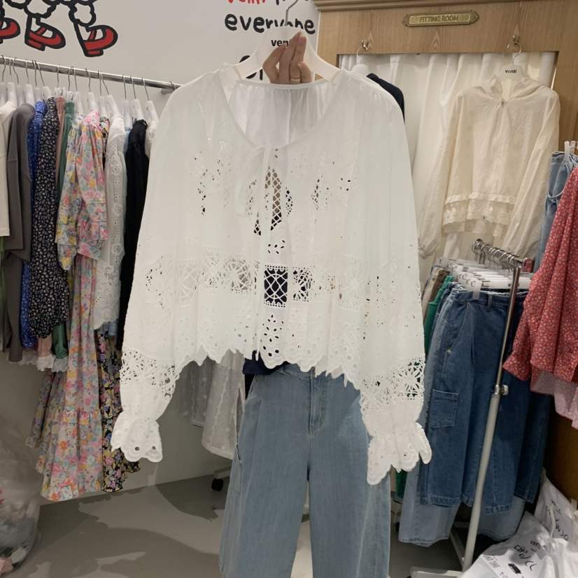 VENTI東大門實拍韓國女士新款休閑26春夏襯衫蕾絲衫蕾絲開衫VENTI襯衫/蕾絲衫