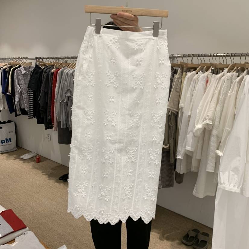 SELF SERVICE韓國東大門直郵女士新款休閑時尚26夏季長裙刺繡SELF SERVICE長裙