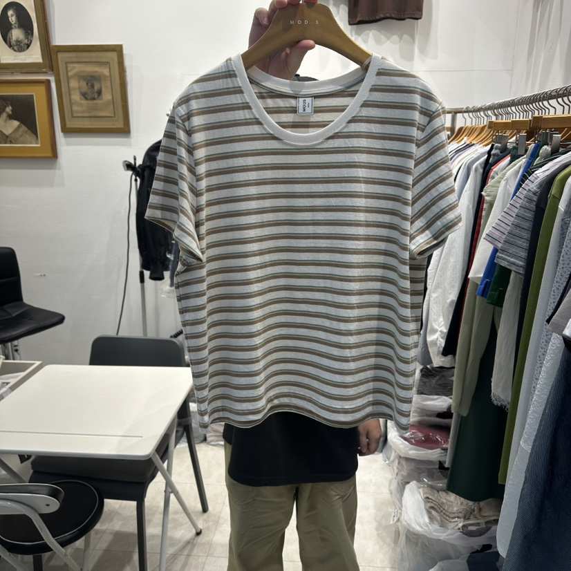 MODS-Q韓國直郵實拍女裝新品26春夏職業熱賣時尚T恤條紋MODS-QT恤