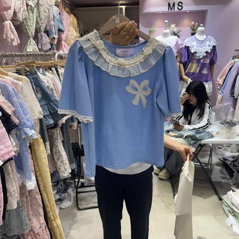 MS韓國直郵女士新品人氣26春夏推薦休閑熱賣職業襯衫蕾絲衫MS襯衫/蕾絲衫