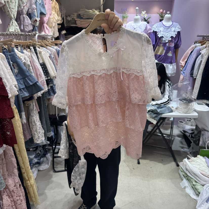 MS韓國直郵實拍女士新品推薦時尚人氣熱賣26夏季襯衫蕾絲衫MS襯衫/蕾絲衫
