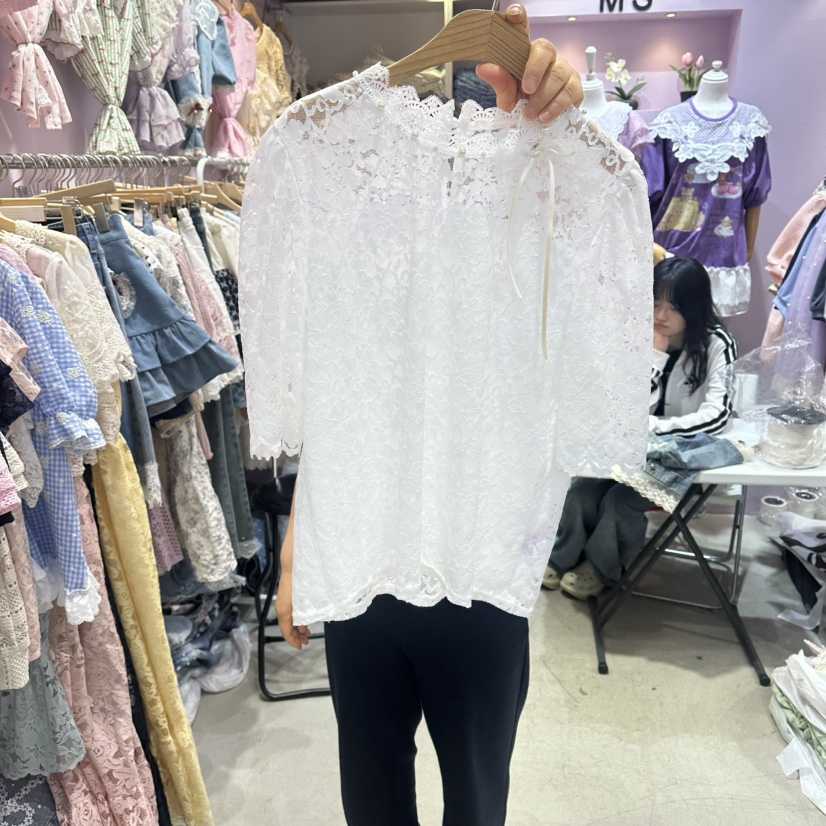 MS韓國直郵實拍女裝新款時尚26夏季休閑熱賣襯衫蕾絲衫喇叭MS襯衫/蕾絲衫