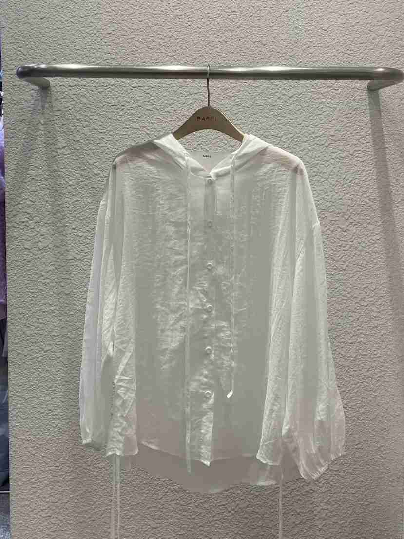 BABEL韓國直郵女裝新品26春夏時尚熱賣襯衫蕾絲衫兜帽褶皺BABEL襯衫/蕾絲衫