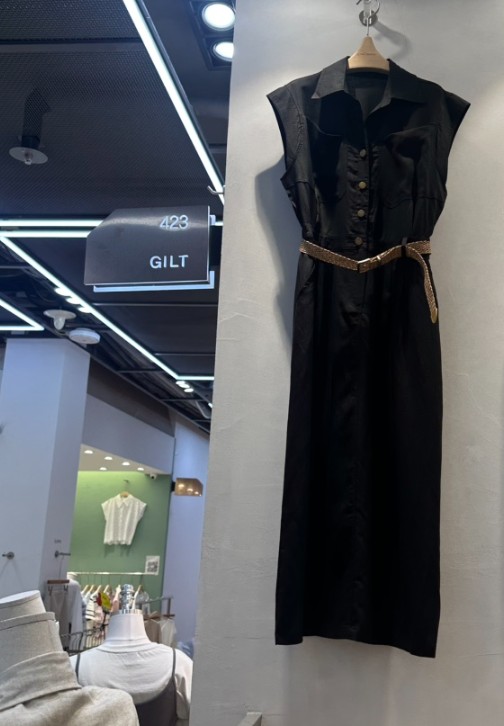 GILT韓國直郵女裝新款人氣26春夏時尚連衣裙含腰帶亞麻布GILT連衣裙