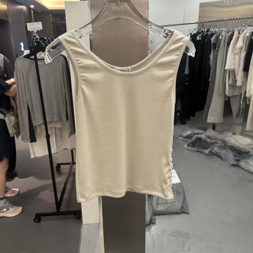 PAVEL韓國直郵女裝新品職業休閑推薦26夏季人氣吊帶背心紐扣PAVEL吊帶/背心