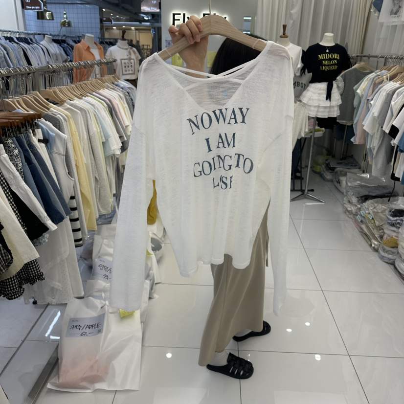FLYFLY/LULULALLA/LIVE韓國直郵女士新品時尚長袖T恤超長FLYFLY/LULULALLA/LIVE長袖T恤